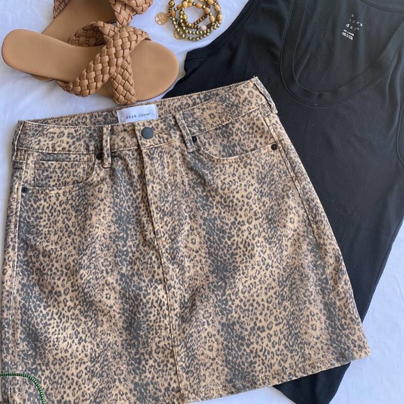 Dear John Leopard Print Denim Mini Skirt - 29 - Picture 3 of 7